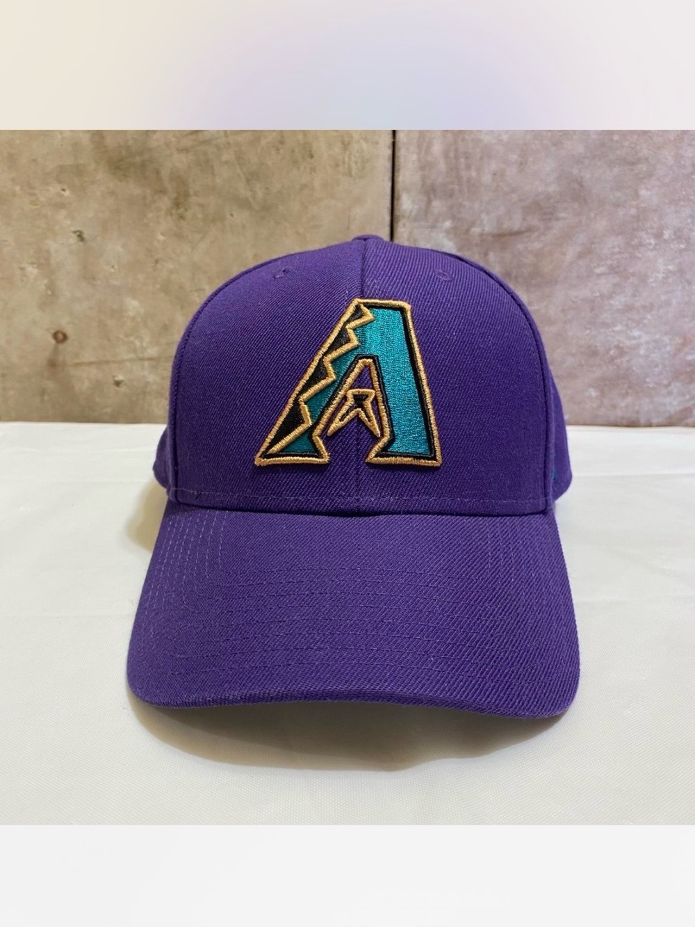 Purple Baseball Cap Arizona with Teal & Gold Embroidered 'A'